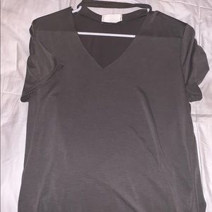 Olive green cut out shirt